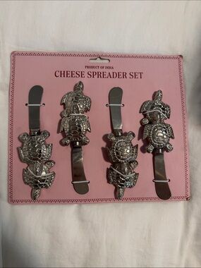 Turtle Cheese Spreader Set - Silver